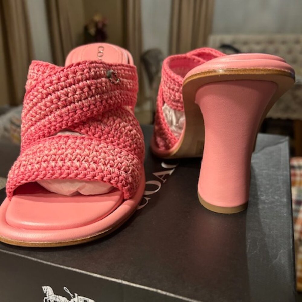 Coach Flower Pink Quintin Crochet Yarn Upper Sandal - Picture 3 of 13